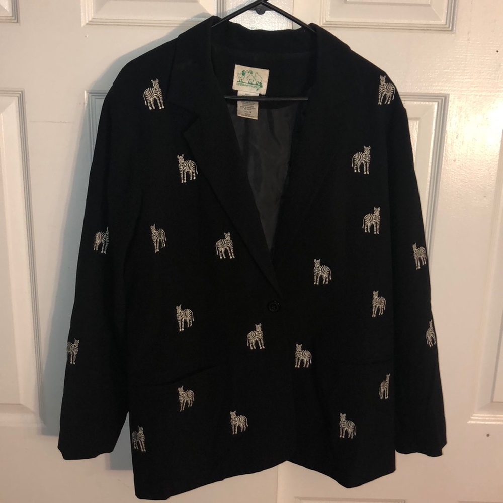 Embroidered Zebra Blazer - The Quaker Factory